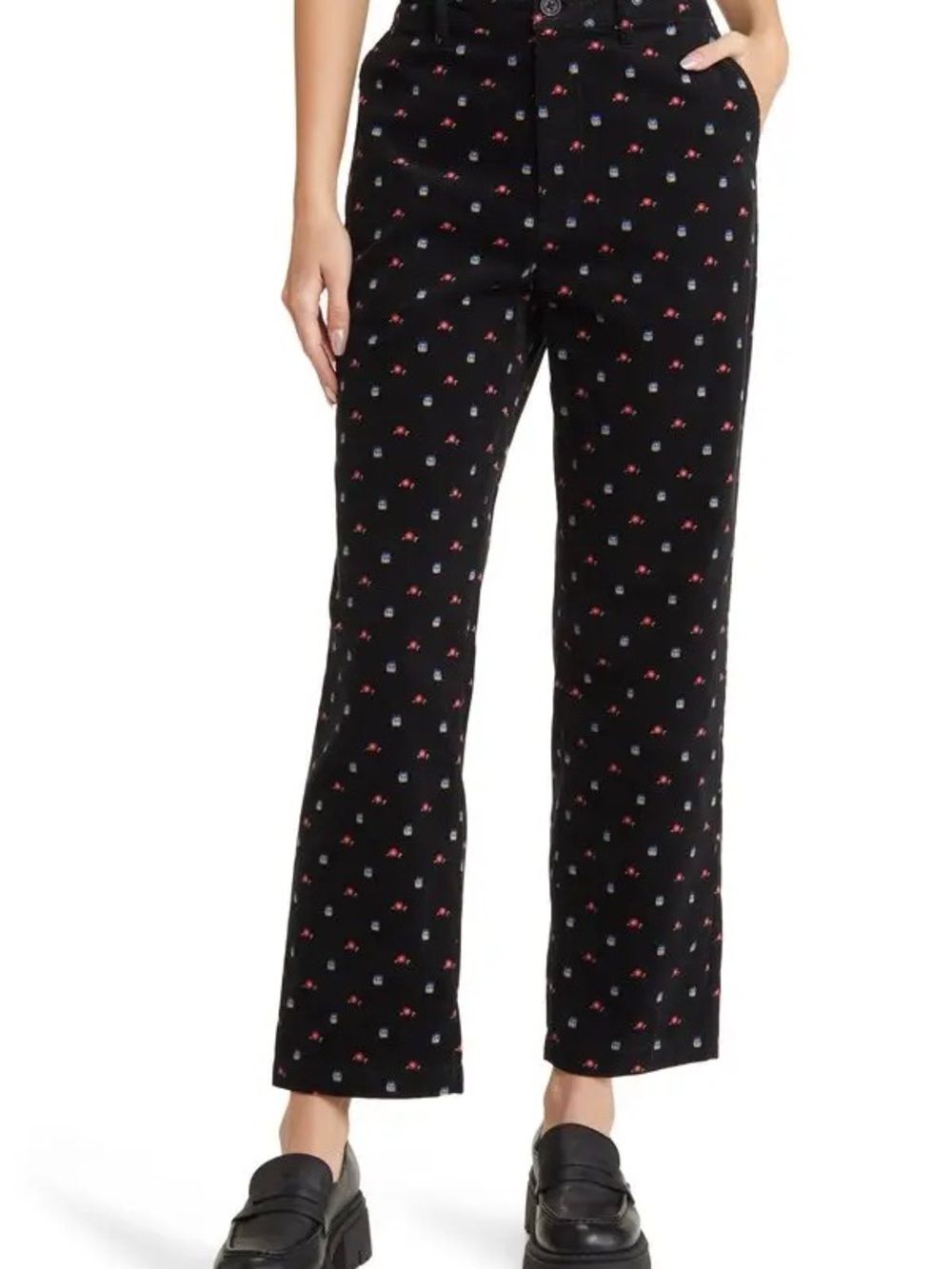NWT Brixton Victory Floral High Waist Straight Leg Corduroy Pants
